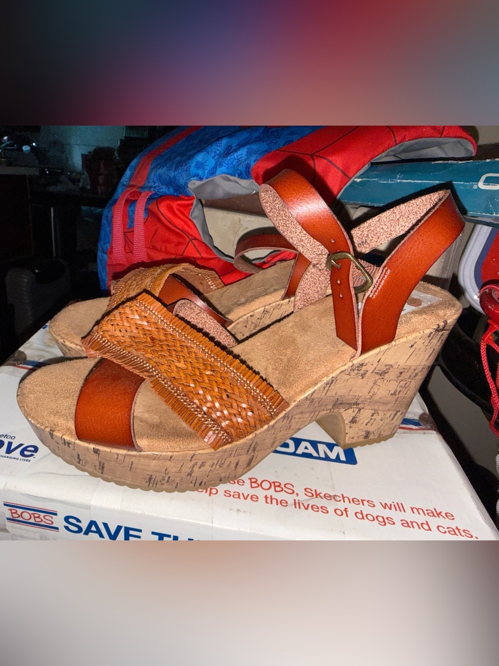 Brown Cork Wedge Sandals